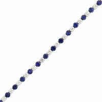 Platinum Round Blue Sapphire and Diamond Tennis Bracelet
