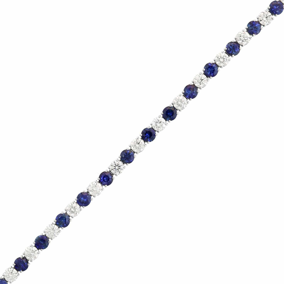 Platinum Round Blue Sapphire and Diamond Tennis Bracelet