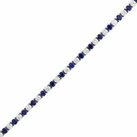 Platinum Round Blue Sapphire and Diamond Tennis Bracelet