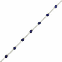 18K White Gold Alternating Blue Sapphire and Diamond Bracelet