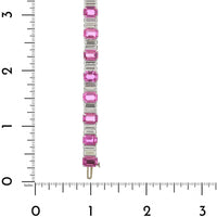 Platinum Alternating Emerald Cut Pink Sapphire and Baguette Shaped Diamond Bracelet