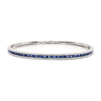 18K White Gold Sapphire and Diamond Bangle Bracelet