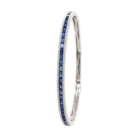 18K White Gold Sapphire and Diamond Bangle Bracelet