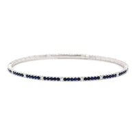 18K White Gold Sapphire and Diamond Flexible Bangle Bracelet