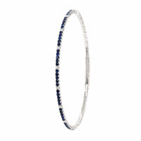 18K White Gold Sapphire and Diamond Flexible Bangle Bracelet