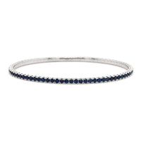 18K White Gold Blue Sapphire Flexible Bangle Bracelet