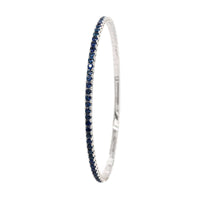 18K White Gold Blue Sapphire Flexible Bangle Bracelet