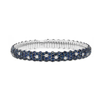 Zydo 18K White Gold Blue Sapphire and Diamond Stretch Bracelet