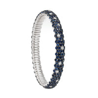 Zydo 18K White Gold Blue Sapphire and Diamond Stretch Bracelet