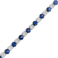 18K White Gold Alternating Round Diamond and Blue Sapphire Tennis Bracelet