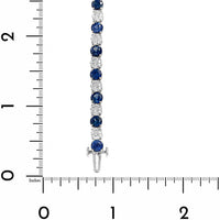 18K White Gold Alternating Round Diamond and Blue Sapphire Tennis Bracelet