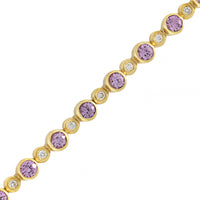 Suzy Landa 18K Yellow Gold Multi Colored Sapphire and Diamond Tennis Bracelet
