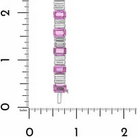 Platinum Alternating Emerald Cut Pink Sapphire and Baguette Shaped Diamond Bracelet