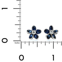 Oscar Heyman Platinum Sapphire and Diamond Flower Stud Earrings