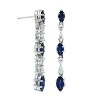 18K White Gold Sapphire and Diamond Drop Earrings