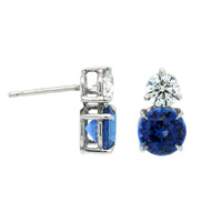 Platinum Sapphire and Diamond Stud Earrings