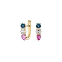 Sorellina 18K Yellow Gold Sapphire and Diamond Huggie Earrings
