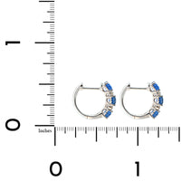 14K White Gold Alternating Diamond & Sapphire Huggie Earrings