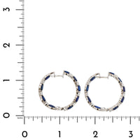 18K White Gold Diamond and Sapphire Hoops