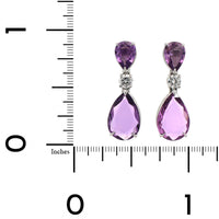 Bayco Platinum Diamond and Purple Sapphire Dangle Drop Earrings