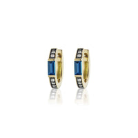 Sorellina 18K Yellow Gold Sapphire and Diamond Otto Huggie Earrings