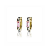 Sorellina 18K Yellow Gold Pink Sapphire and Diamond Otto Huggie Earrings