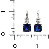 Platinum Sapphire and Diamond Dangle Earrings