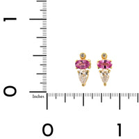 Suzy Landa 18K Yellow Gold Small Pink Sapphire and Diamond Stud Earrings