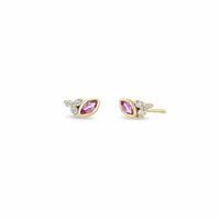 Zoe Chicco 14K Yellow Gold Pink Sapphire and Diamond Trio Stud Earrings