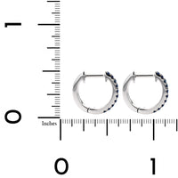 14K White Gold Two-Row Diamond and Sapphire Huggie Earrings