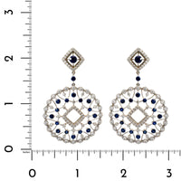 18K White Gold Sapphire and Diamond Drop Earrings