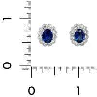 14K White Gold Blue Sapphire and Diamond Stud Earrings
