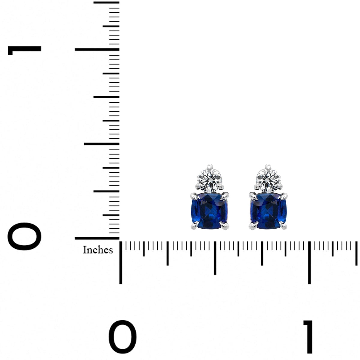 Platinum Diamond & Round Sapphire Stud Earrings