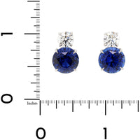 Platinum Round Sapphire & Diamond Stud Earrings