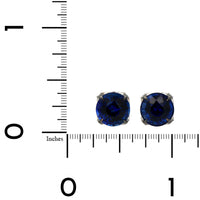 18K White Gold 4 Prong Sapphire and Diamond Stud Earrings