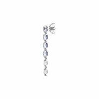18K White Gold Pear Shaped Blue Sapphire and Diamond Drop Earrings
