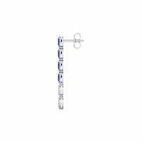 18K White Gold Pear Shaped Blue Sapphire and Diamond Drop Earrings