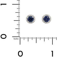 18K White Gold Sapphire and Diamond Halo Stud Earrings