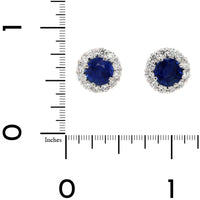 18K White Gold Sapphire and Diamond Halo Stud Earrings