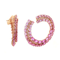 Eclat Jewels 18K Rose Gold Pink Sapphire and Diamond Hoop Earrings