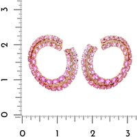Eclat Jewels 18K Rose Gold Pink Sapphire and Diamond Hoop Earrings