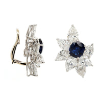 Eclat Jewels Platinum and 18K White Gold Blue Sapphire and Diamond Earrings