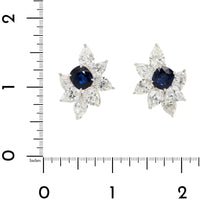 Eclat Jewels Platinum and 18K White Gold Blue Sapphire and Diamond Earrings
