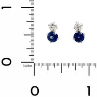 18K White Gold 2 Stone Diamond and Sapphire Stud Earrings