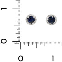 18K White Gold Sapphire and Diamond Halo Stud Earrings
