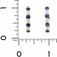 18K Yellow Gold Inside Out Round Sapphire and Diamond Huggie Earrings