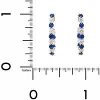 18K White Gold .75" Inside Out Round Sapphire and Diamond Hoop Earrings