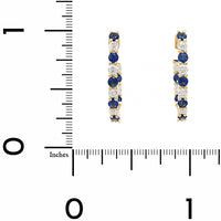 18K Yellow Gold .75" Inside Out Round Sapphire and Diamond Hoop Earrings