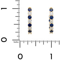 18K Yellow Gold .75" Inside Out Round Sapphire and Diamond Hoop Earrings