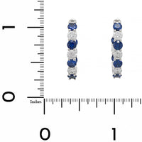 18K White Gold .75" Inside Out Round Sapphire and Diamond Hoop Earrings